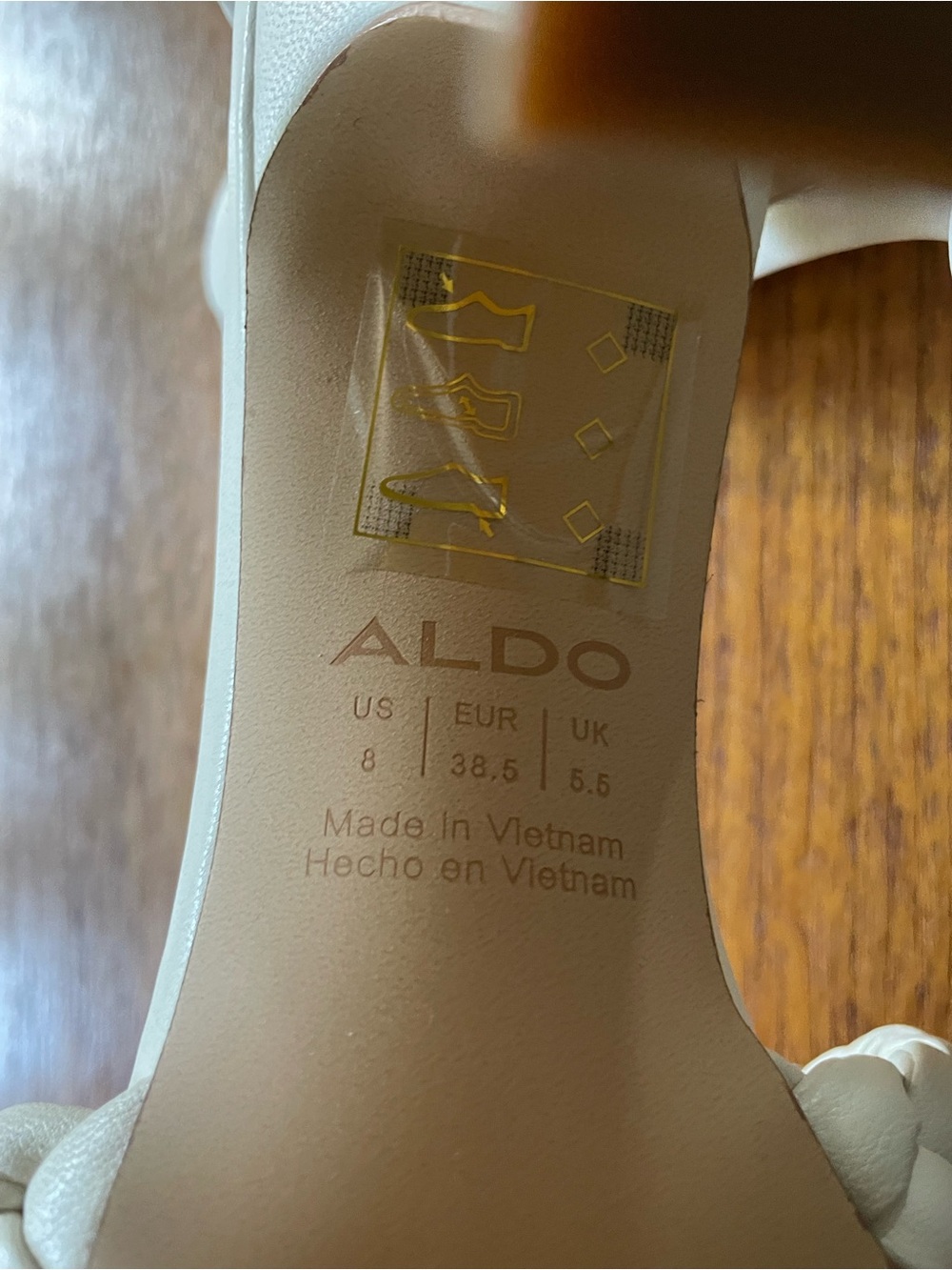 ALDO White Braided Strap Mid-Heel Sandals - Picture 5 of 8